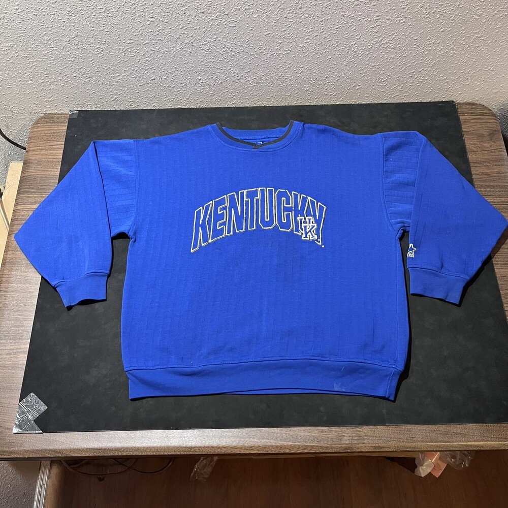 Kentucky Wildcats Sweatshirt Starter Pinstriped UK Vintage Crewneck Basketball